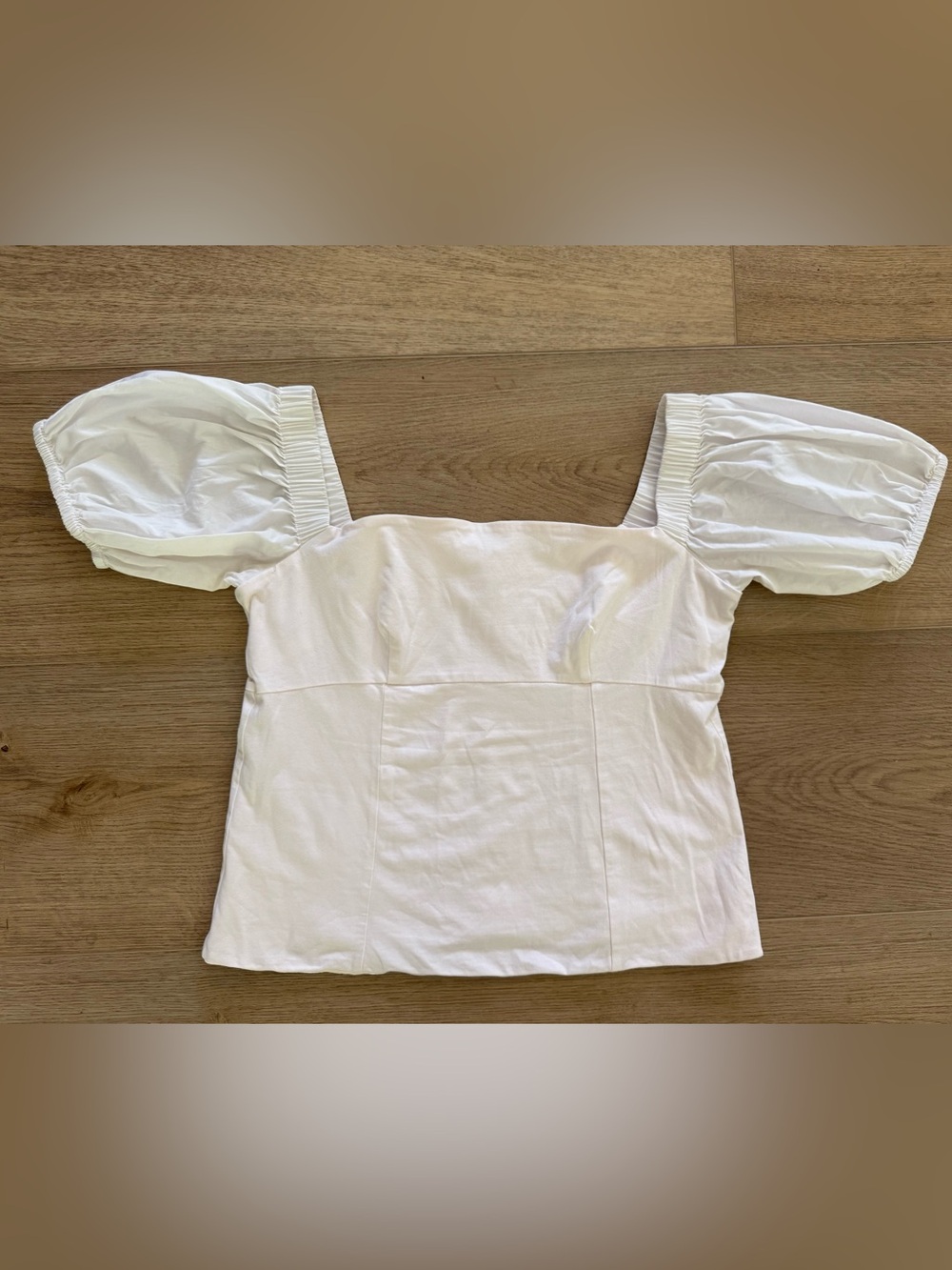 Cinq à Sept Puff Sleeve Square Neck Top Blush Pink White M